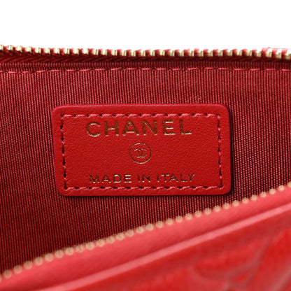 Chanel Caviar Camellia Embossed Classic Flat Wallet Pouch Red 6 of 9
