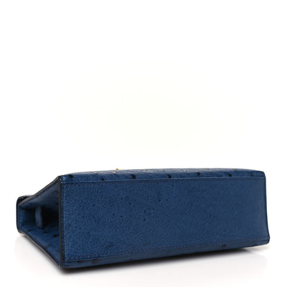 Hermes Ostrich Kelly Pochette Clutch Bleu Roi 4 of 10