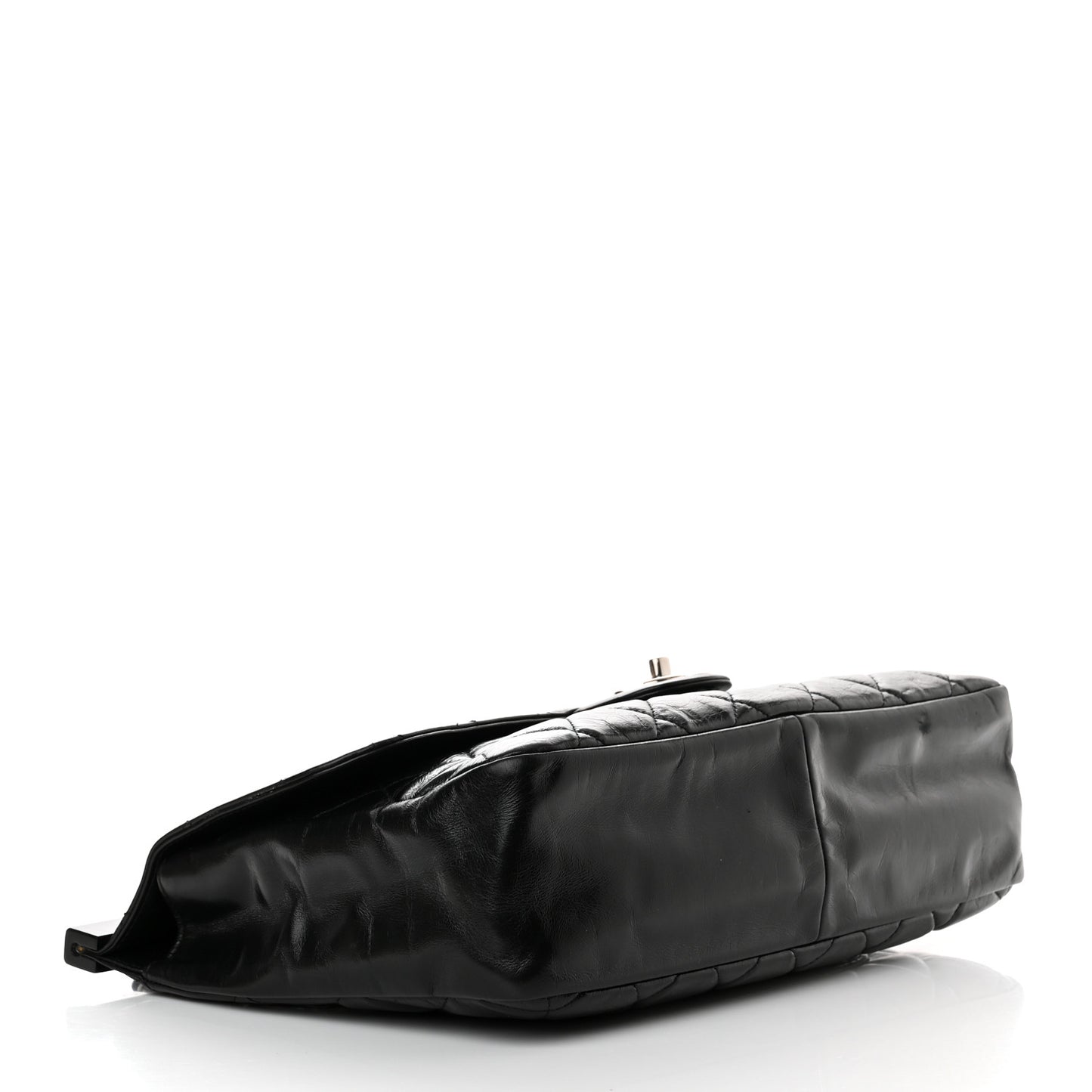 Glazed Calfskin Quilted Small CC Delivery Tote Black