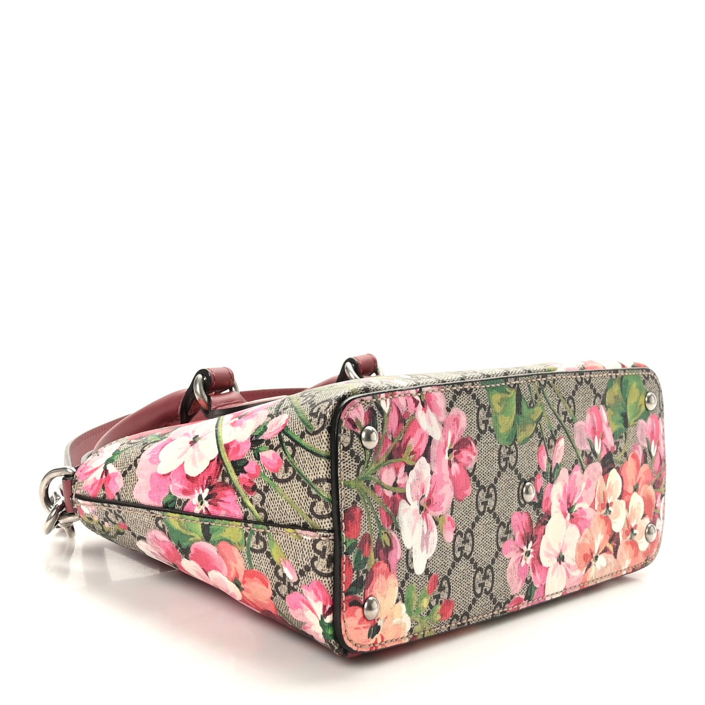 GG Supreme Monogram Blooms Mini Zip Top Tote Beige Multicolor Dry Rose