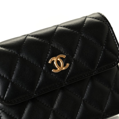 Chanel Lambskin Quilted Pearl Crush Clutch With Chain Black 5 of 7