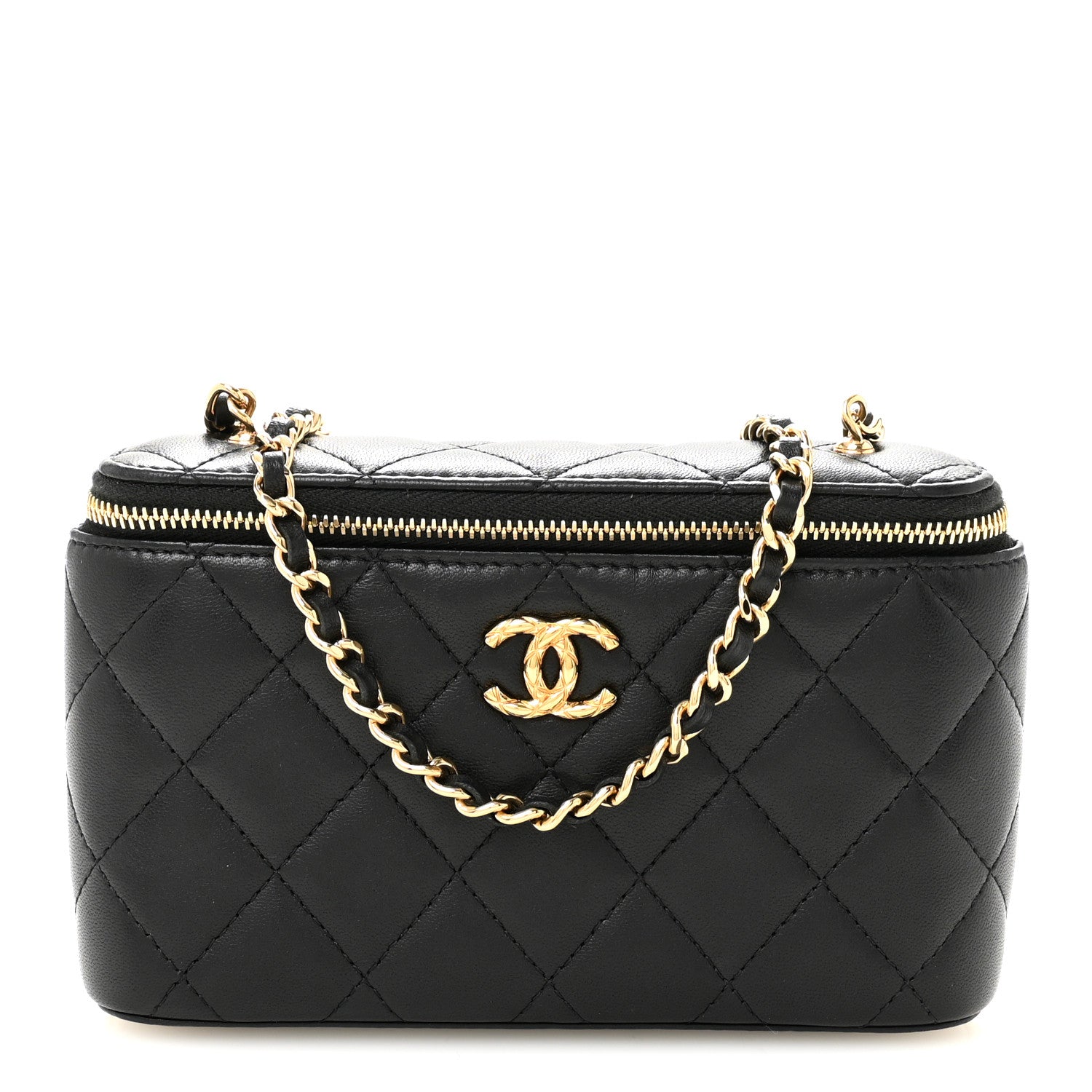 Chanel Lambskin Quilted Resin Vanity Case With Chain Black 1 of 10