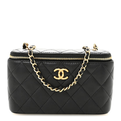 Chanel Lambskin Quilted Resin Vanity Case With Chain Black 1 of 10