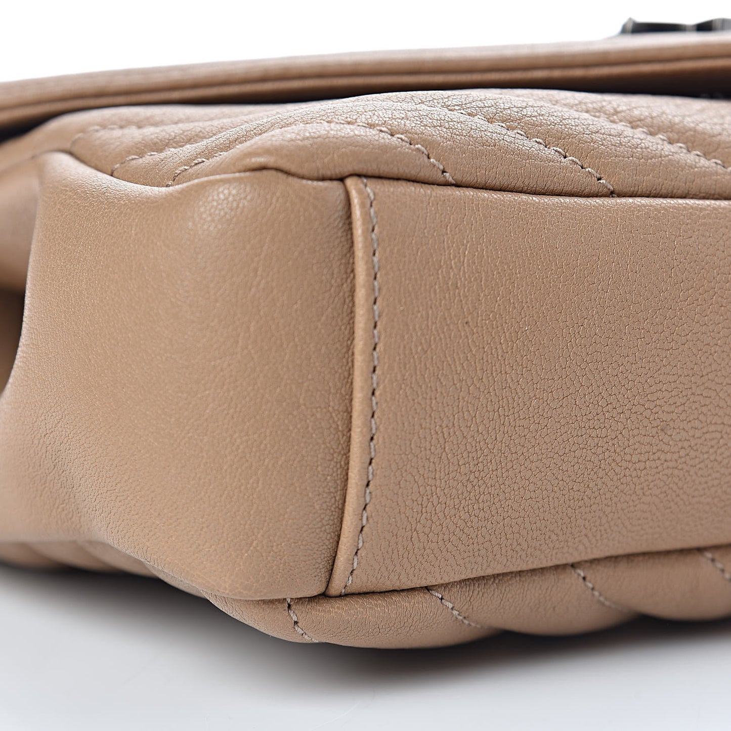 Sheepskin Matelasse Chevron Monogram Medium College Bag Taupe