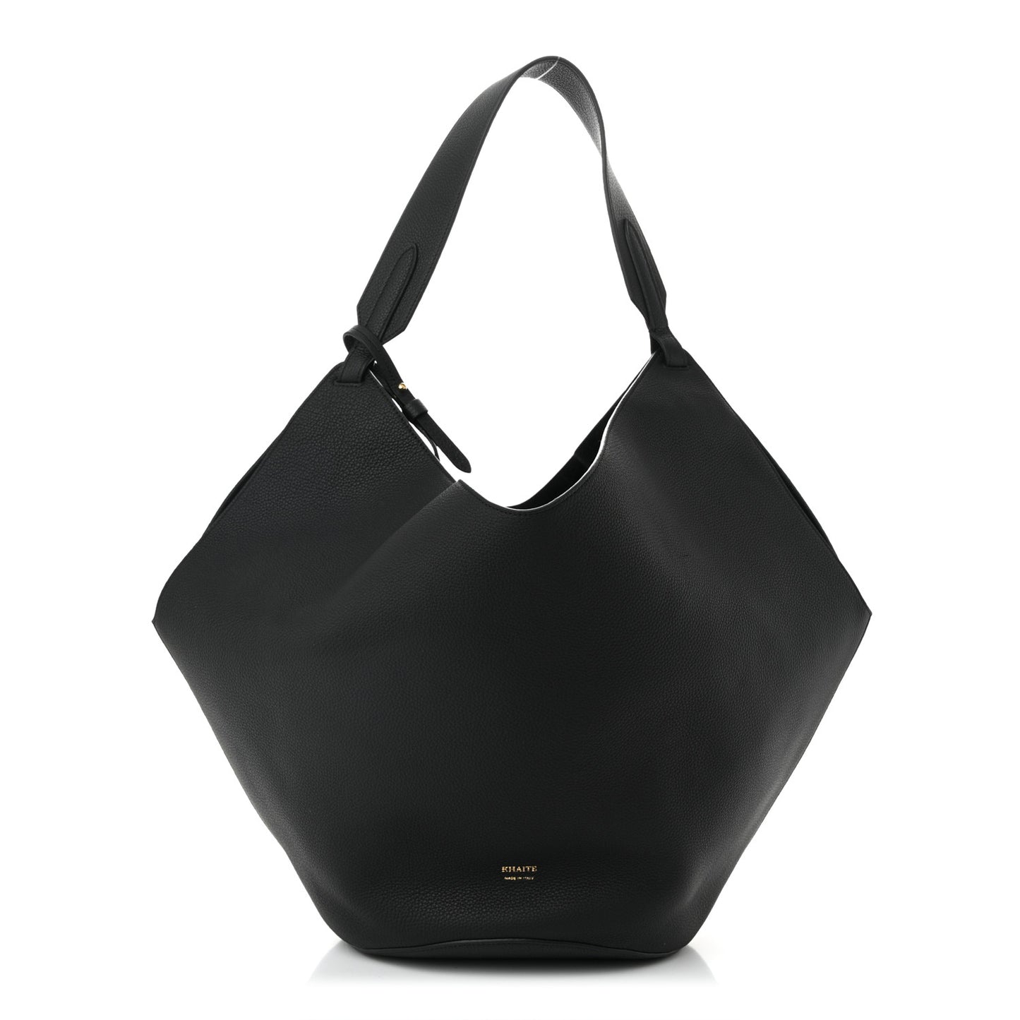 Pebbled Sport Calfskin Medium Lotus Tote Black
