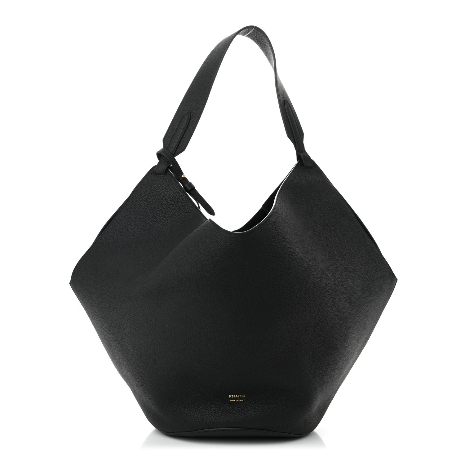 Khaite Pebbled Sport Calfskin Medium Lotus Tote Black 1 of 11