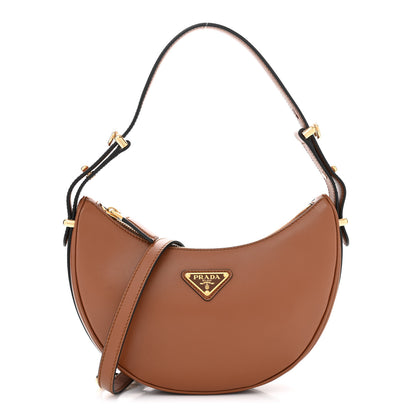 Prada Soft Calfskin Arque Shoulder Bag Cognac 1 of 9