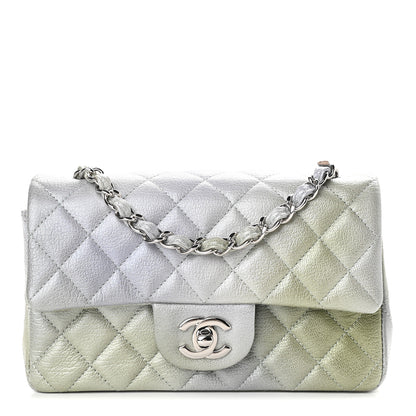 Chanel Metallic Goatskin Quilted Ombre Mini Rectangular Flap Grey Green 1 of 9