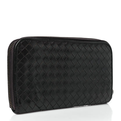 Bottega Veneta Nappa Intrecciato Zip Around Wallet Ebano 3 of 9