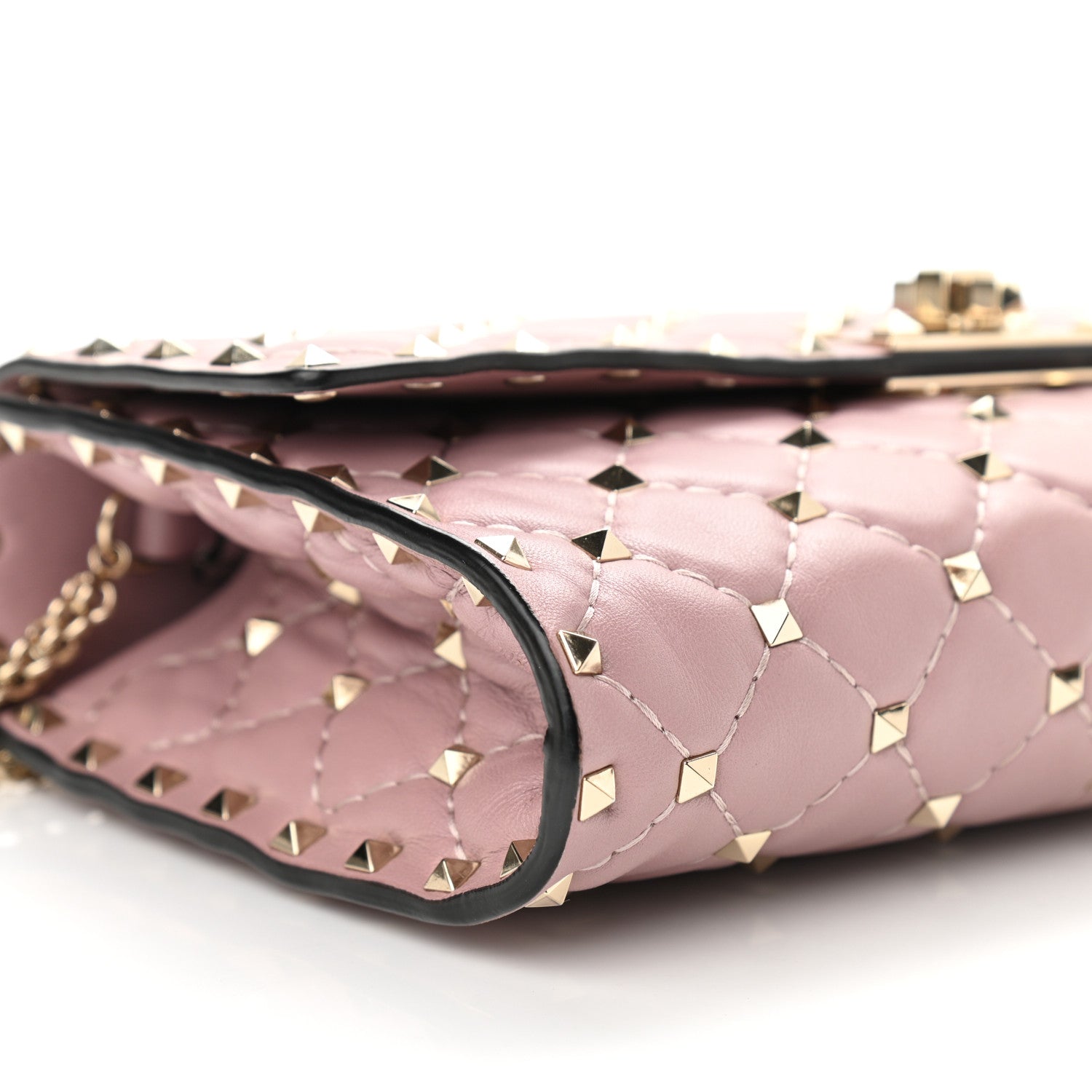 Valentino Garavani Nappa Rockstud Spike Wallet on Chain Water Rose 8 of 10