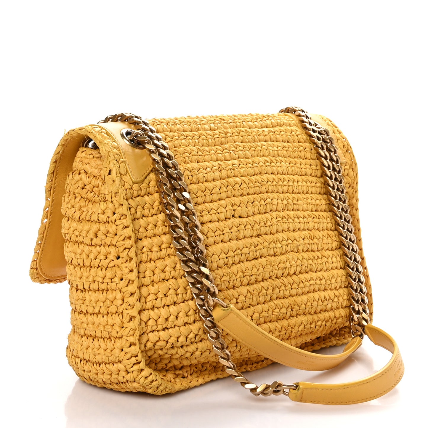 Raffia Calfskin Monogram Medium Niki Chain Satchel Wheat