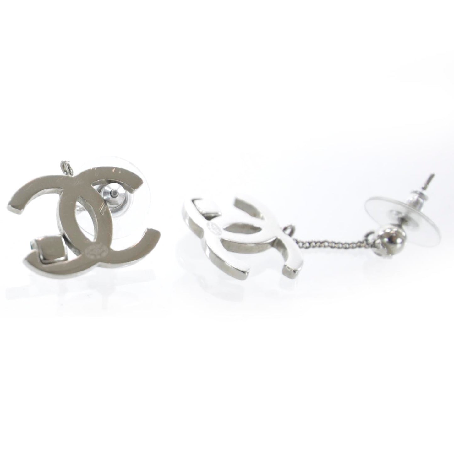 Crystal CC Dangle Earrings Silver
