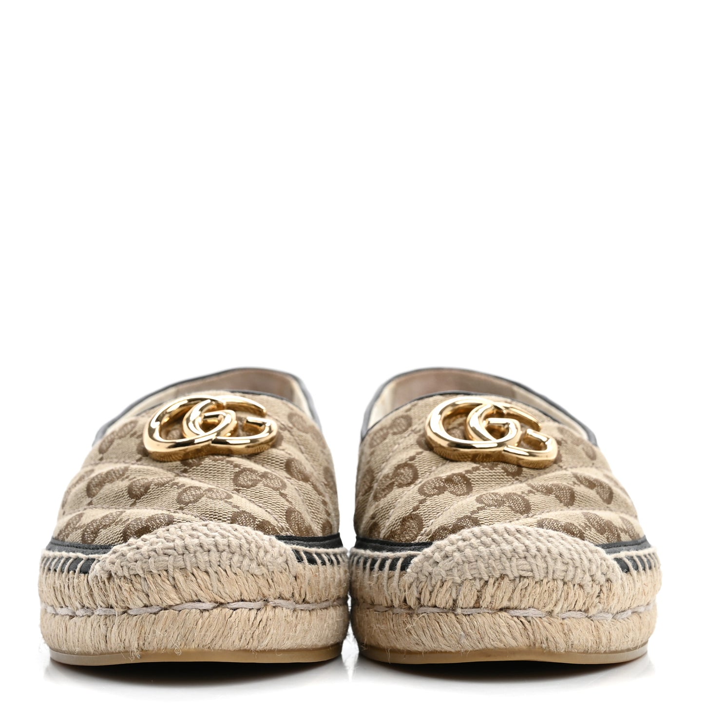 Monogram Matelasse Diagonal GG Marmont Espadrilles 35 Beige Ebony Black