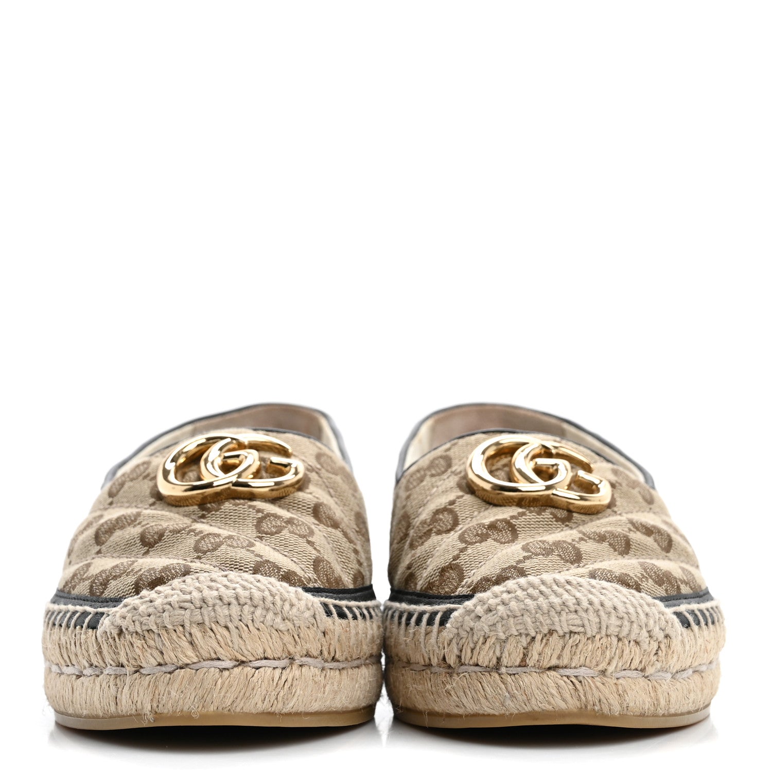Gucci Monogram Matelasse Diagonal GG Marmont Espadrilles 35 Beige Ebony Black 3 of 14