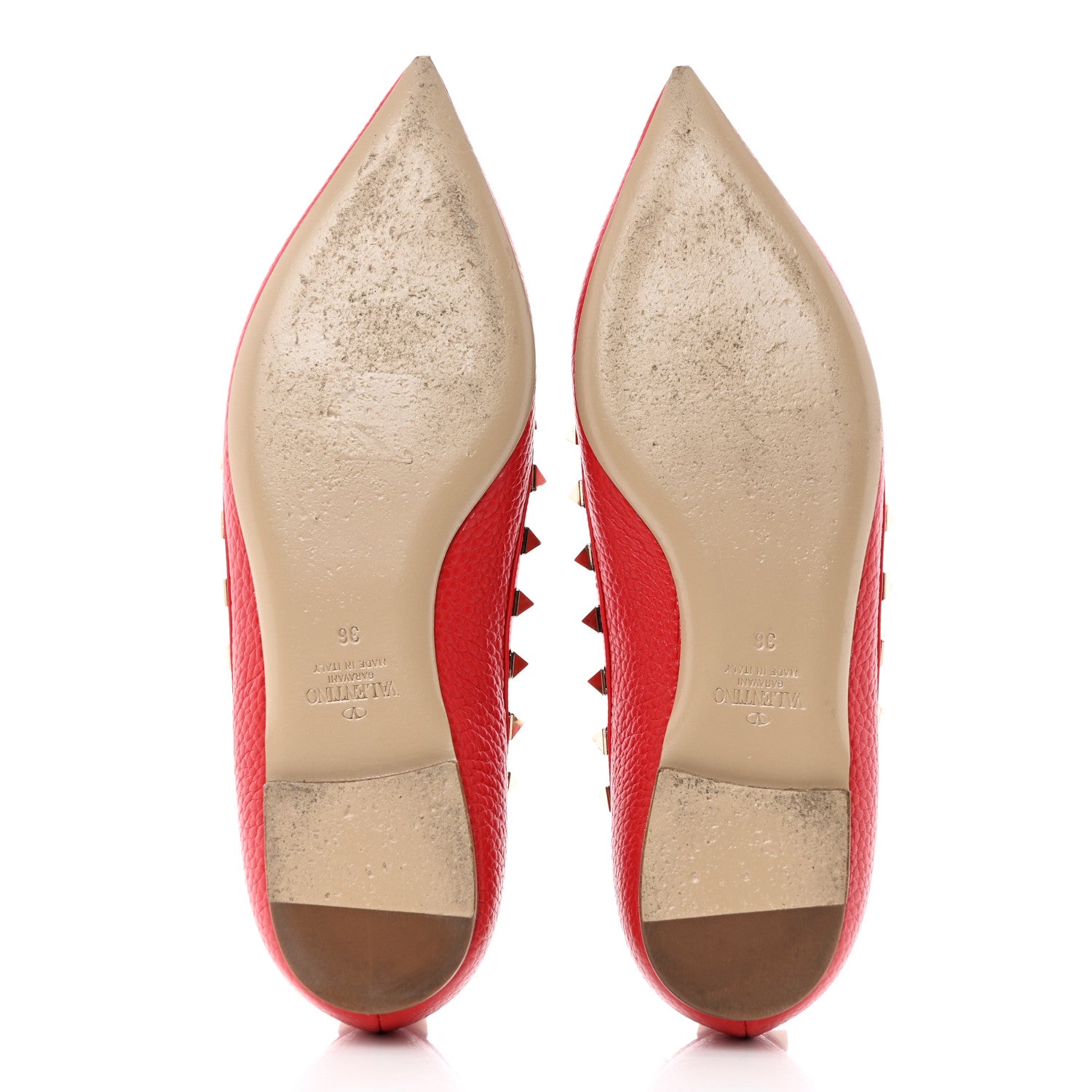 Valentino Garavani Pebbled Calfskin Rockstud Ballerina Flats 36 Rock Pink 5 of 11
