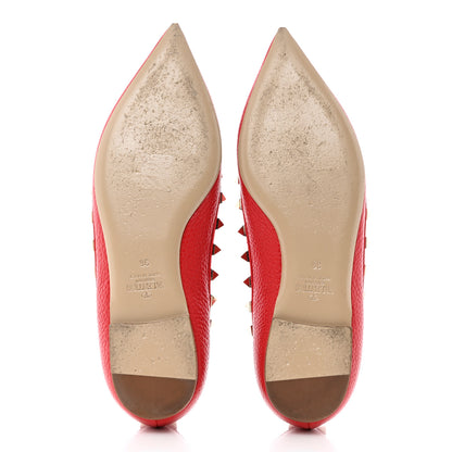 Valentino Garavani Pebbled Calfskin Rockstud Ballerina Flats 36 Rock Pink 5 of 11
