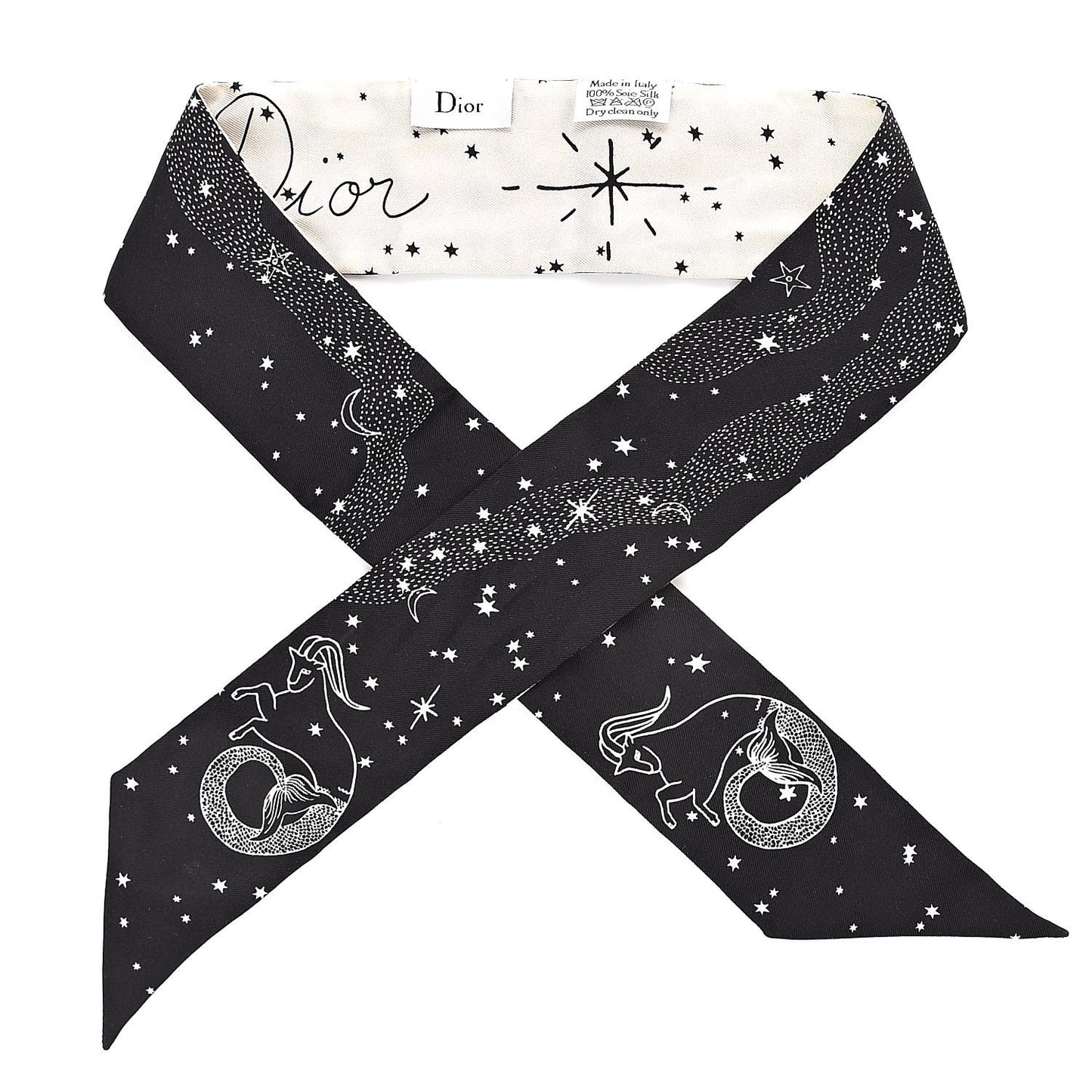 Silk Zodiac Capricorn Mitzah Scarf Black
