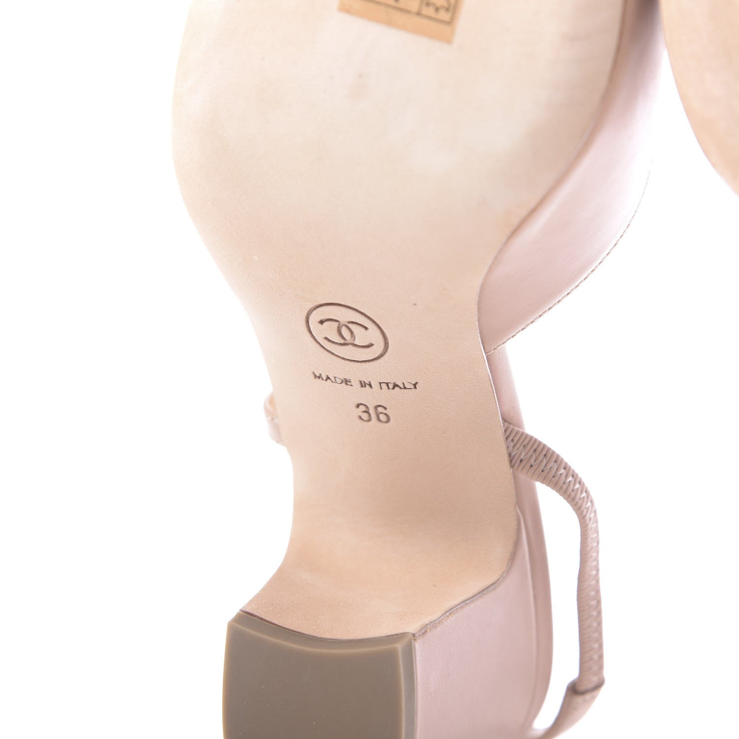 Chanel Glazed Calfskin Cap Toe CC Slingback Pumps 36 Beige Pink 10 of 11