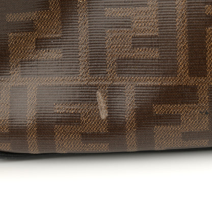 Fendi Glazed Fabric Vitello Century F is Fendi FF 1974 Stamp Patch Camera Case Mogano Panna Black 16 of 17