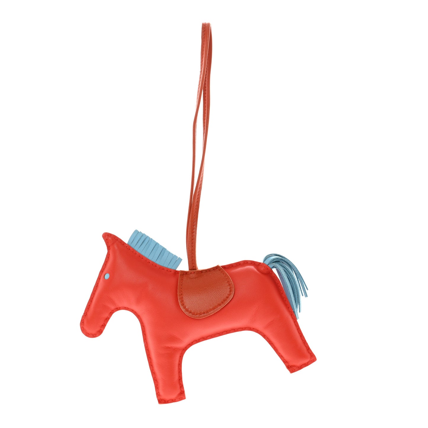 Milo Lambskin Grigri Rodeo Horse Bag Charm GM Capucine Celeste Cornaline
