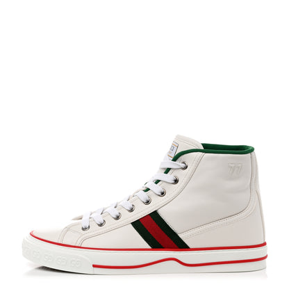 Gucci Calfskin Web Womens 1977 Tennis High Top Sneakers 40.5 White 1 of 8