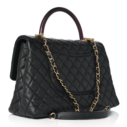Chanel Caviar Lizard Quilted Medium Coco Handle Flap Black 3 of 10