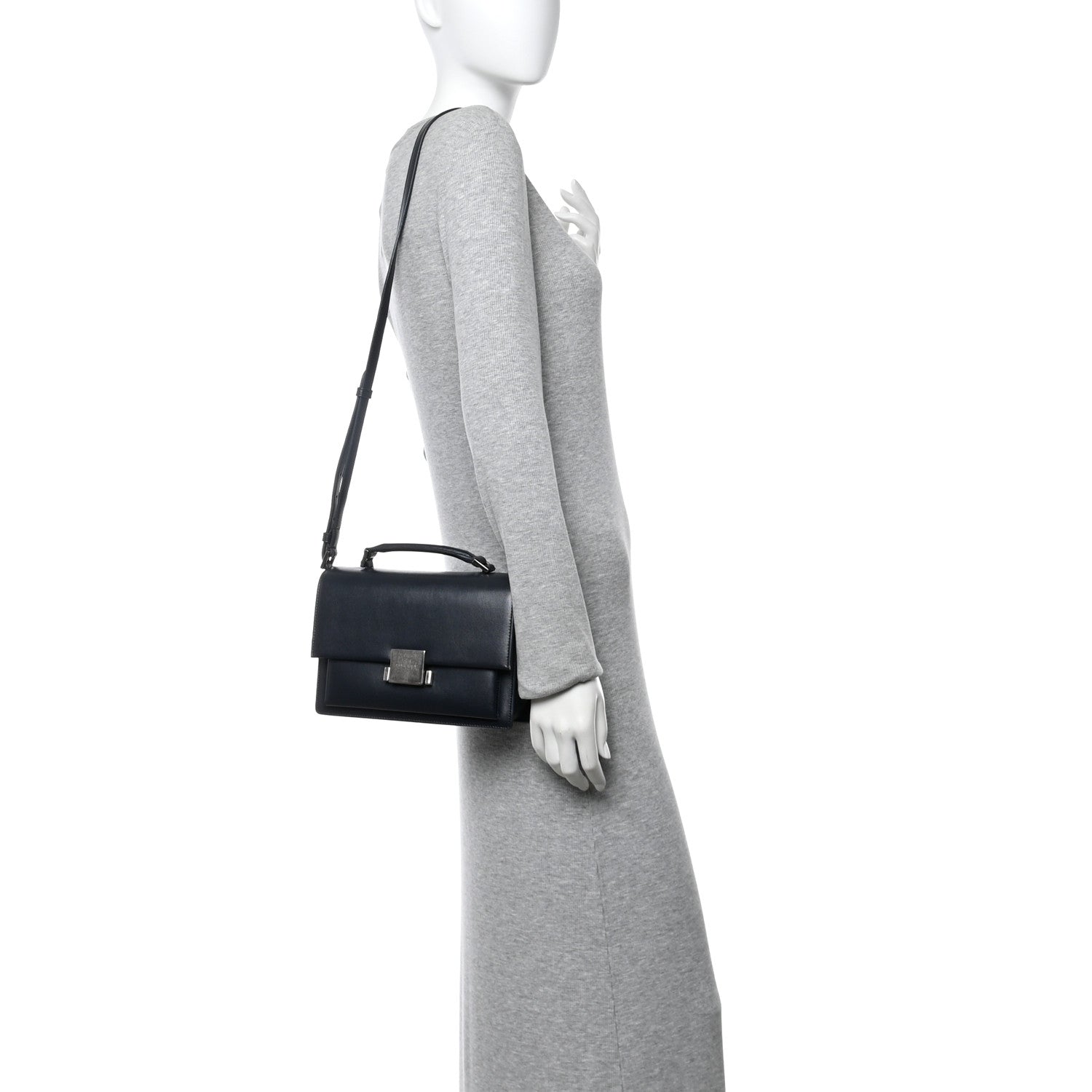 Saint Laurent Calfskin Medium Bellechasse Satchel Navy 2 of 14