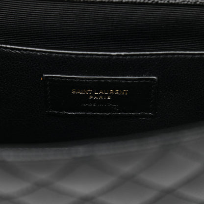 Saint Laurent Grain De Poudre Textured Mixed Matelasse Triquilt Small Monogram Satchel Black 6 of 9