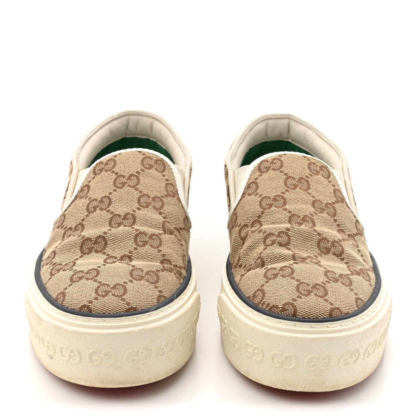 GG Monogram Womens 1977 Tennis Slip On 30mm Sneakers 36.5 Beige Ebony Mystic White