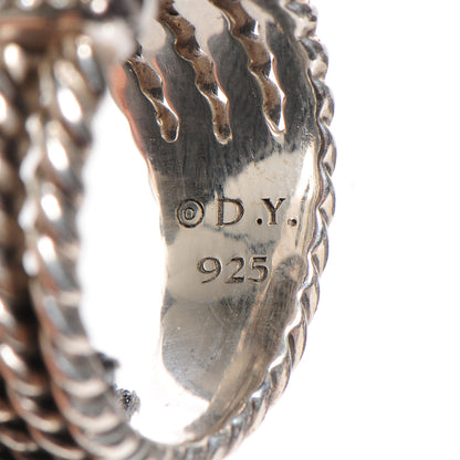 David Yurman Sterling Silver Pave Diamond Black Diamond 16mm Wheaton Ring 54 7 4 of 5