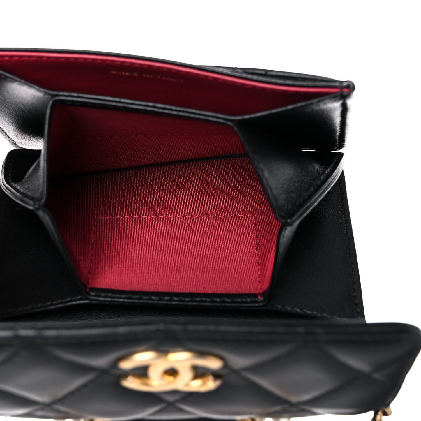 Lambskin Quilted Pearl Crown Clutch With Chain Black