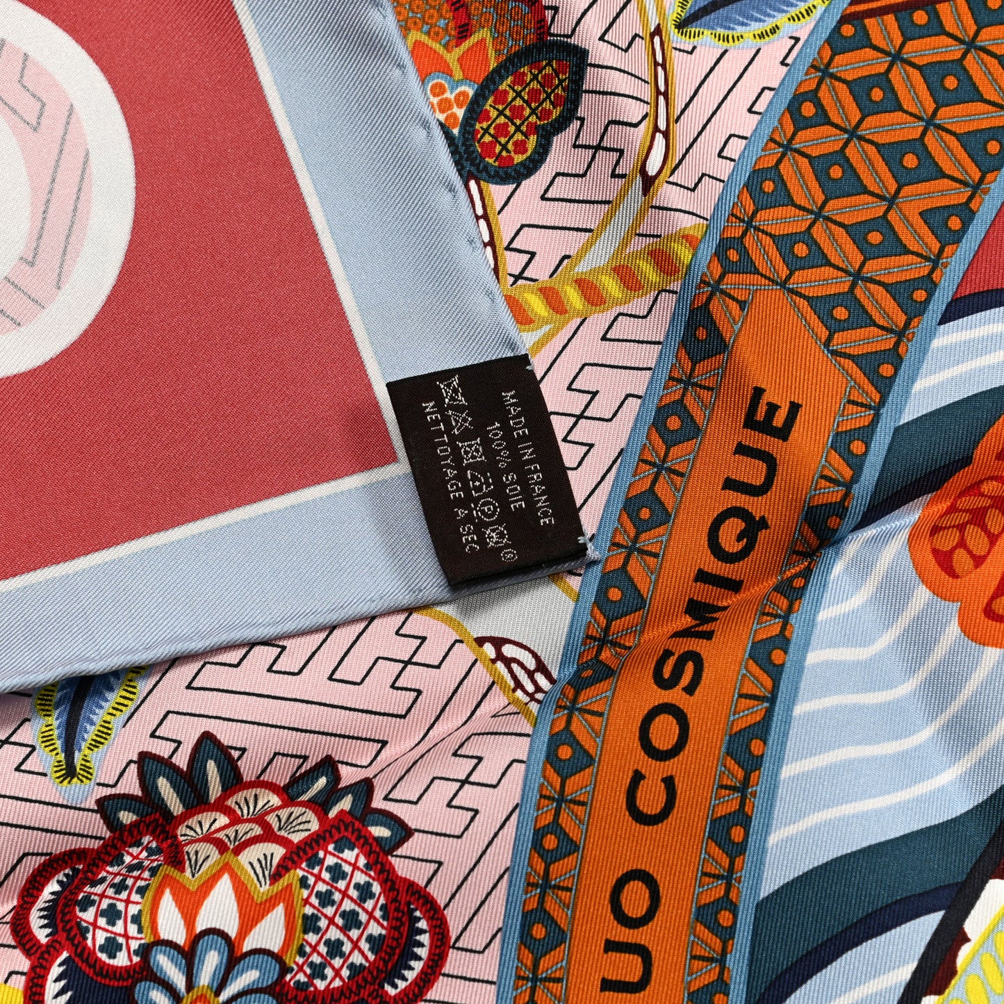 Silk Twill Duo Cosmique Scarf 90 Bleu Ciel Brique