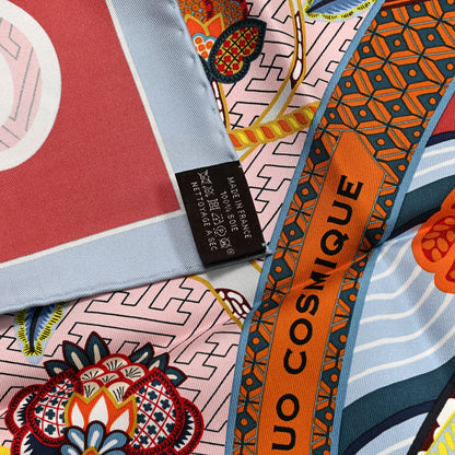 Hermes Silk Twill Duo Cosmique Scarf 90 Bleu Ciel Brique 2 of 6