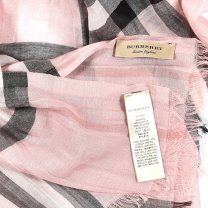 Burberry Wool Silk Gauze Giant Check Scarf Alabaster Pink 3 of 3