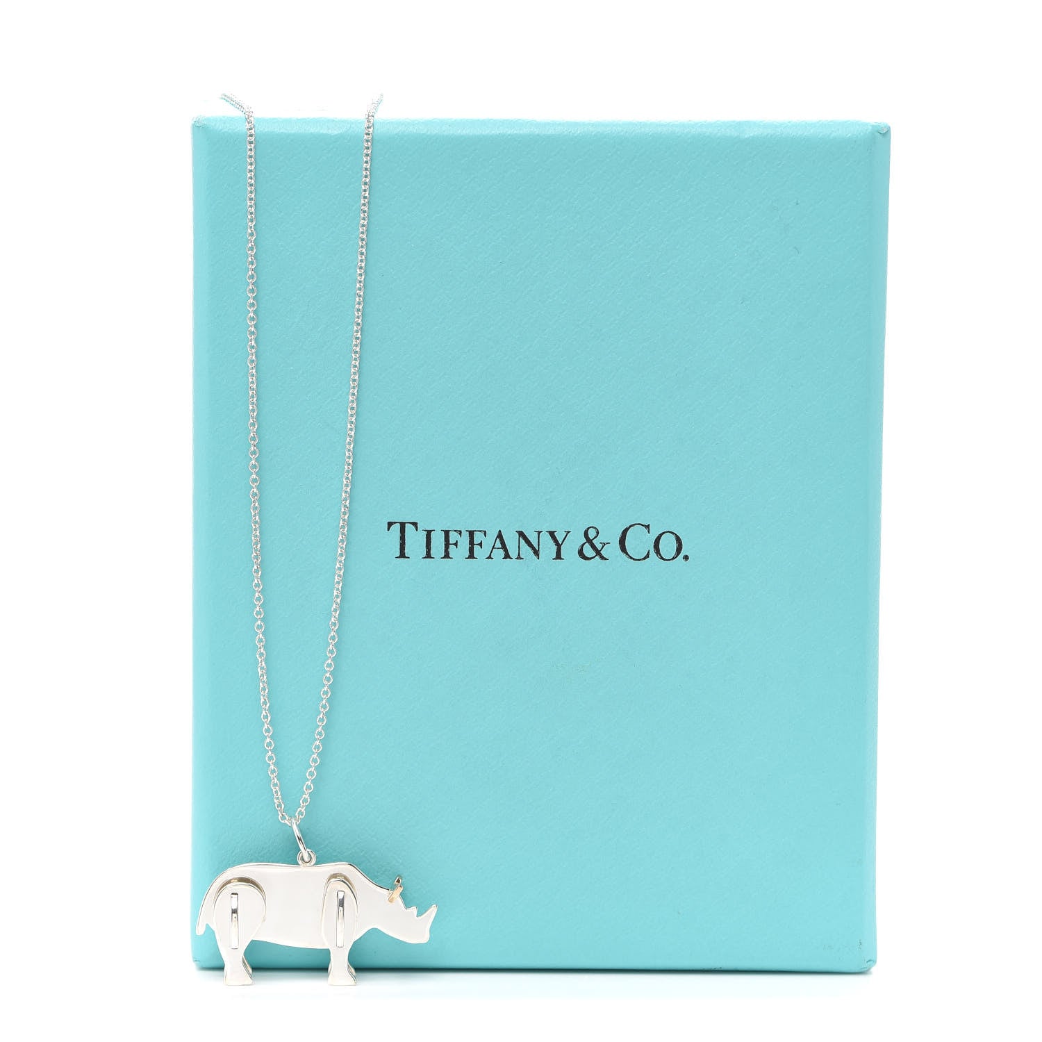 Tiffany Sterling Silver 18K Rose Gold Save the Wild Rhino Pendant Necklace 6 of 6