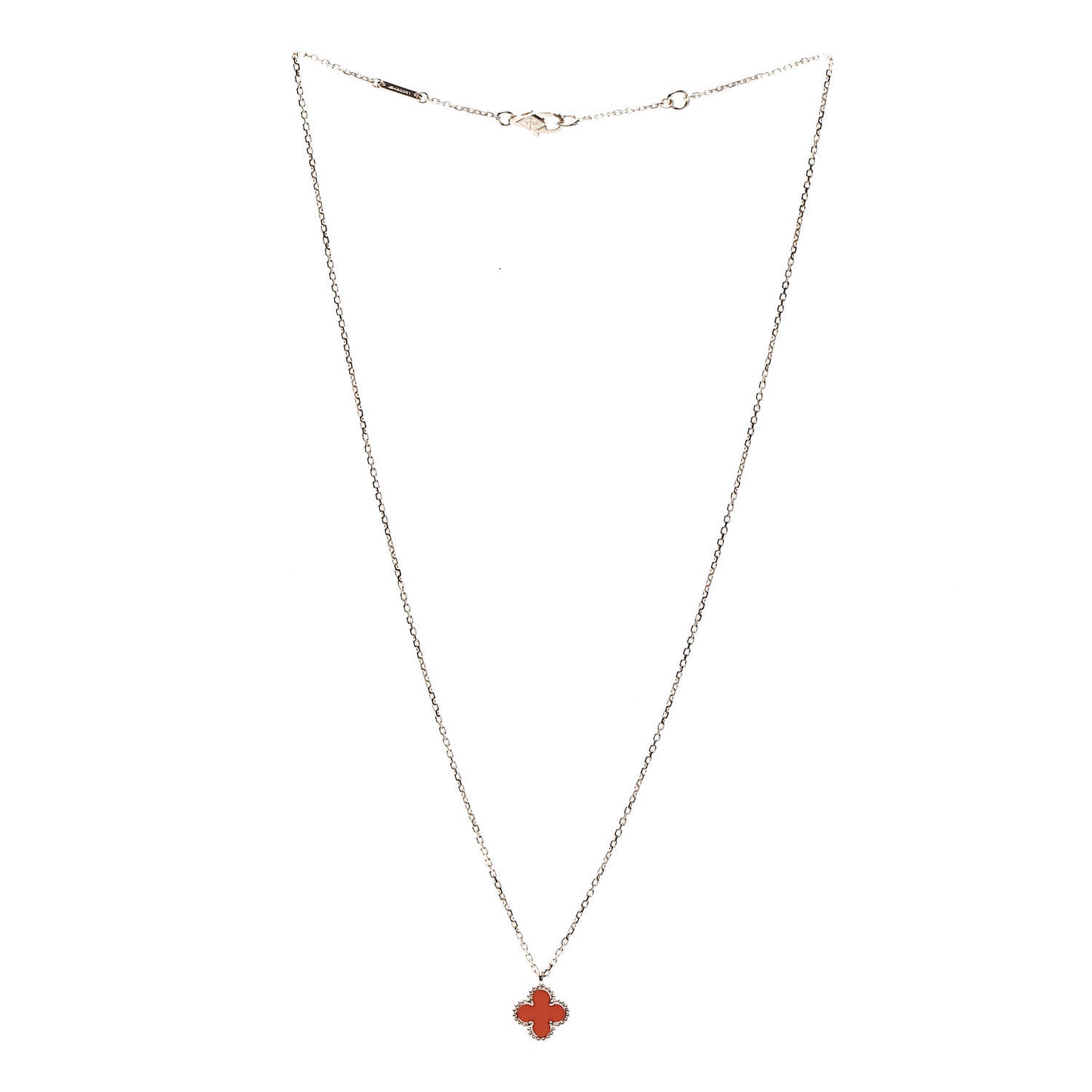 18K Rose Gold Carnelian Sweet Alhambra Pendant Necklace