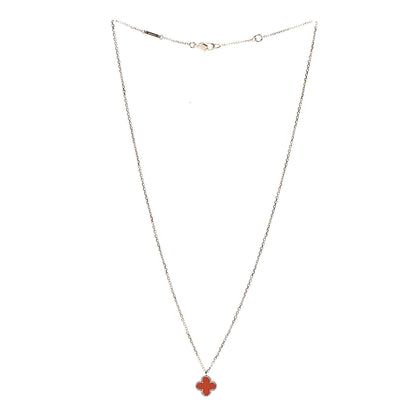 Van Cleef & Arpels 18K Rose Gold Carnelian Sweet Alhambra Pendant Necklace 3 of 7