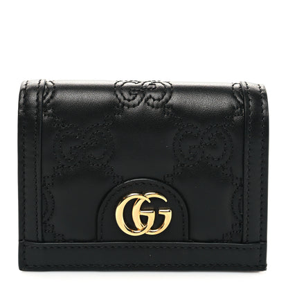 Gucci Calfskin GG Matelasse Card Case Wallet Black 1 of 9