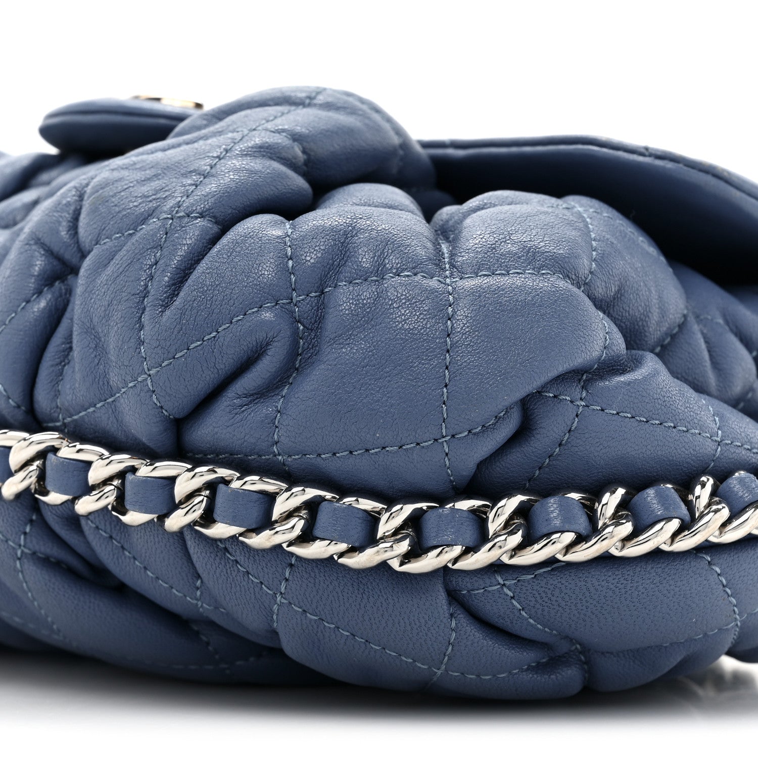 Chanel Washed Lambskin Quilted Medium Chain Around Messenger Blue 8 of 19