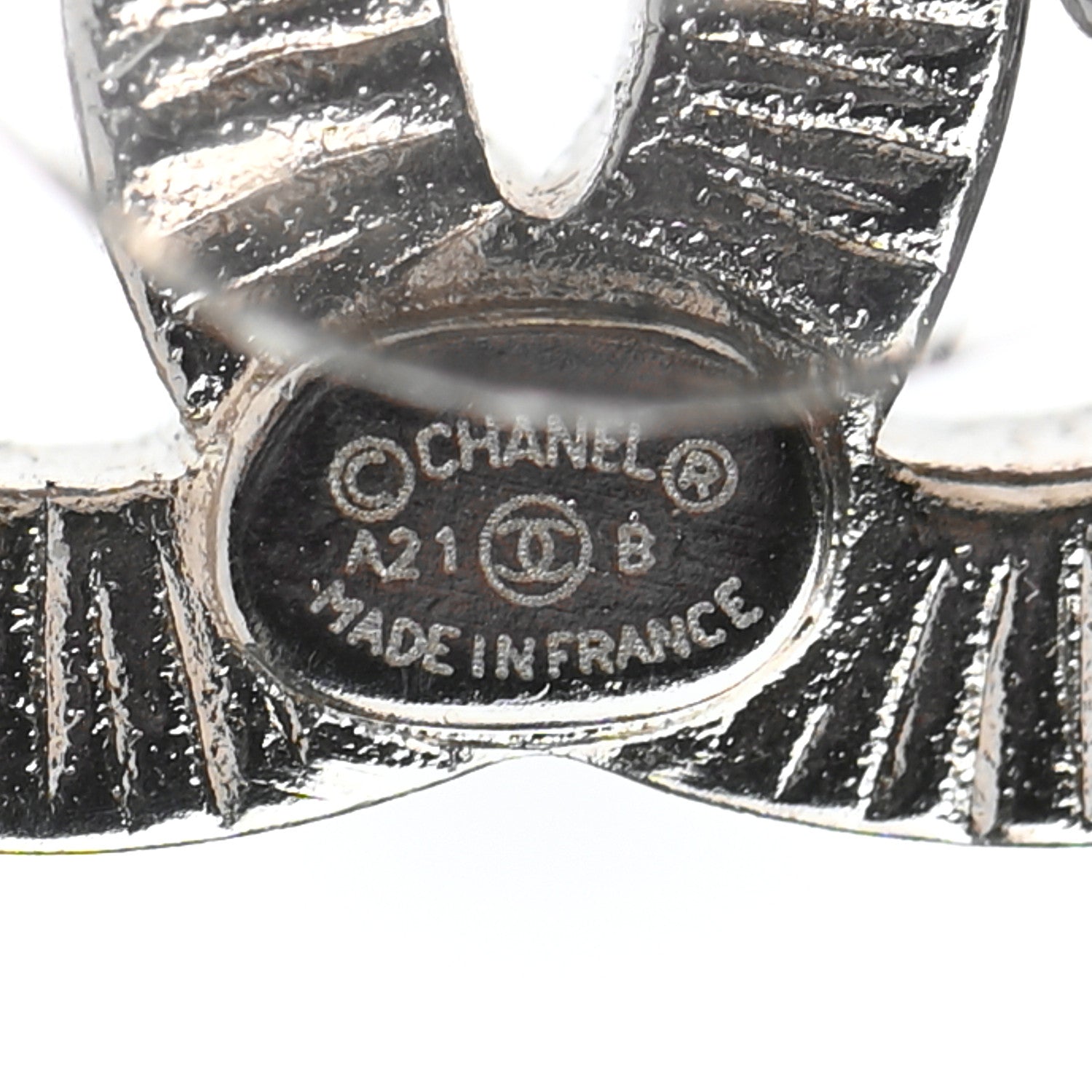Chanel Crystal Chain CC Earrings Silver 4 of 4