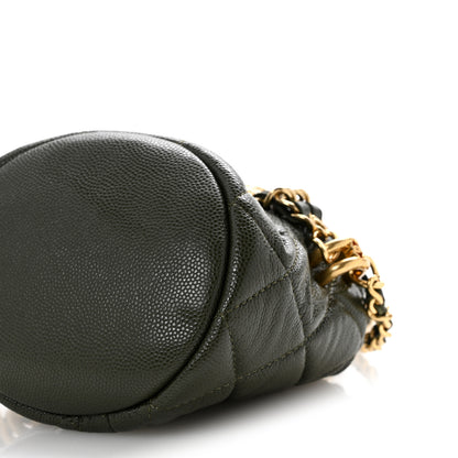 Chanel Caviar Quilted Coco First Bucket Clutch With Chain Khaki 10 of 12