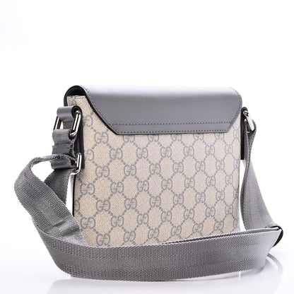 Gucci GG Supreme Monogram Selleria Calfskin Small Satchel Messenger Bag Ecru Grigio 3 of 7