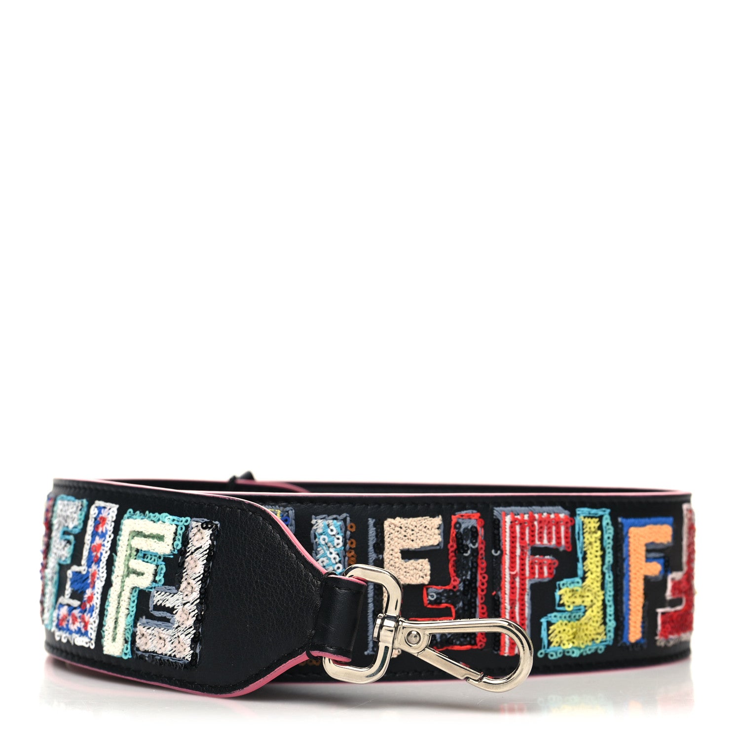 Fendi Calfskin Sequin Fun Fair Strap You Black Multicolor 1 of 5