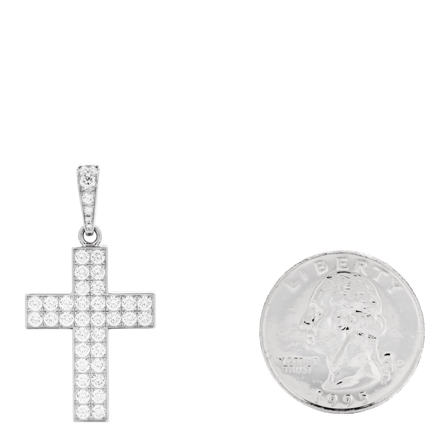 18K White Gold Diamond Croix One More Cross Pendant