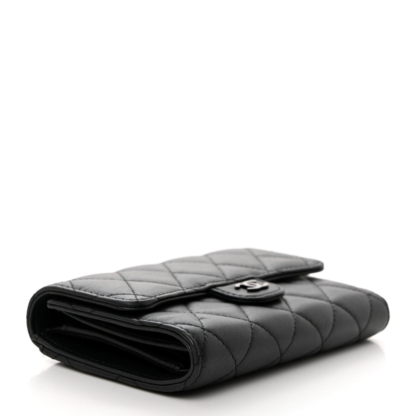 Lambskin Quilted Medium Flap Wallet So Black