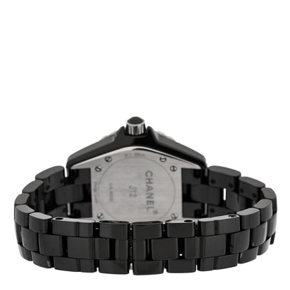 Chanel Stainless Steel Ceramic Diamond 33mm J12 Quartz Watch Black 3 of 5