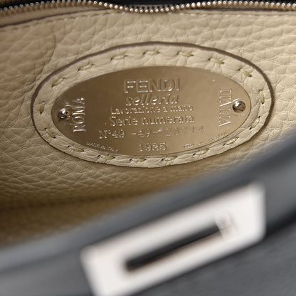 Fendi Cuoio Romano Selleria Bi-Color Mini Peekaboo Iconic Satchel Asfalto Latte 6 of 9