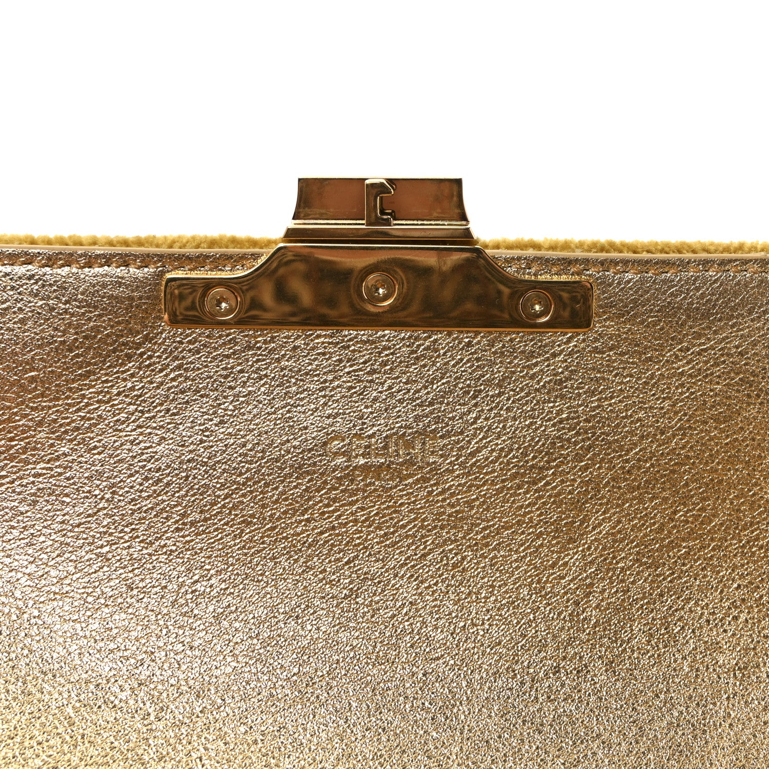 Celine Velvet Triomphe Chain Shoulder Bag Gold 6 of 10