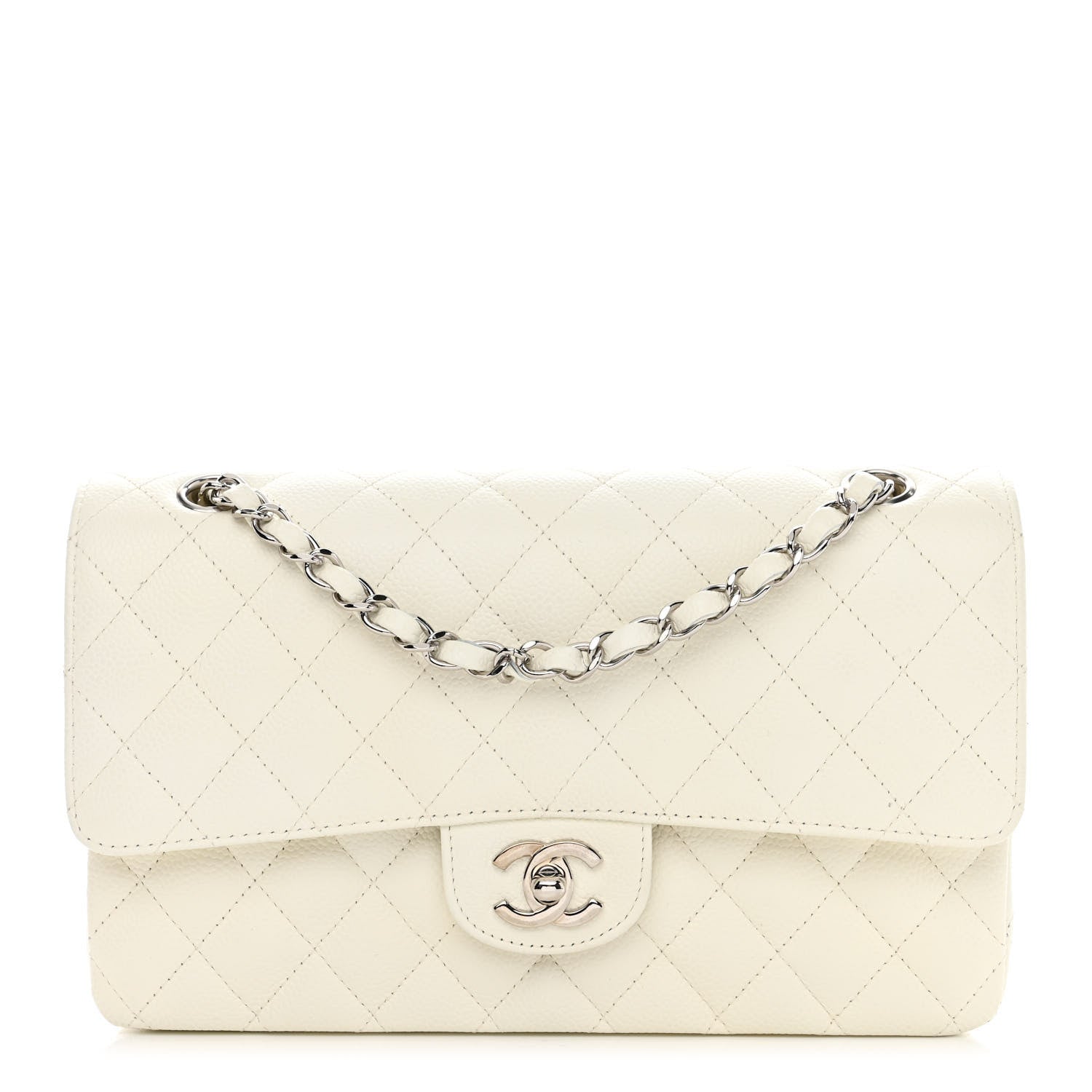 Chanel Caviar Quilted Medium Double Flap White 1 of 17