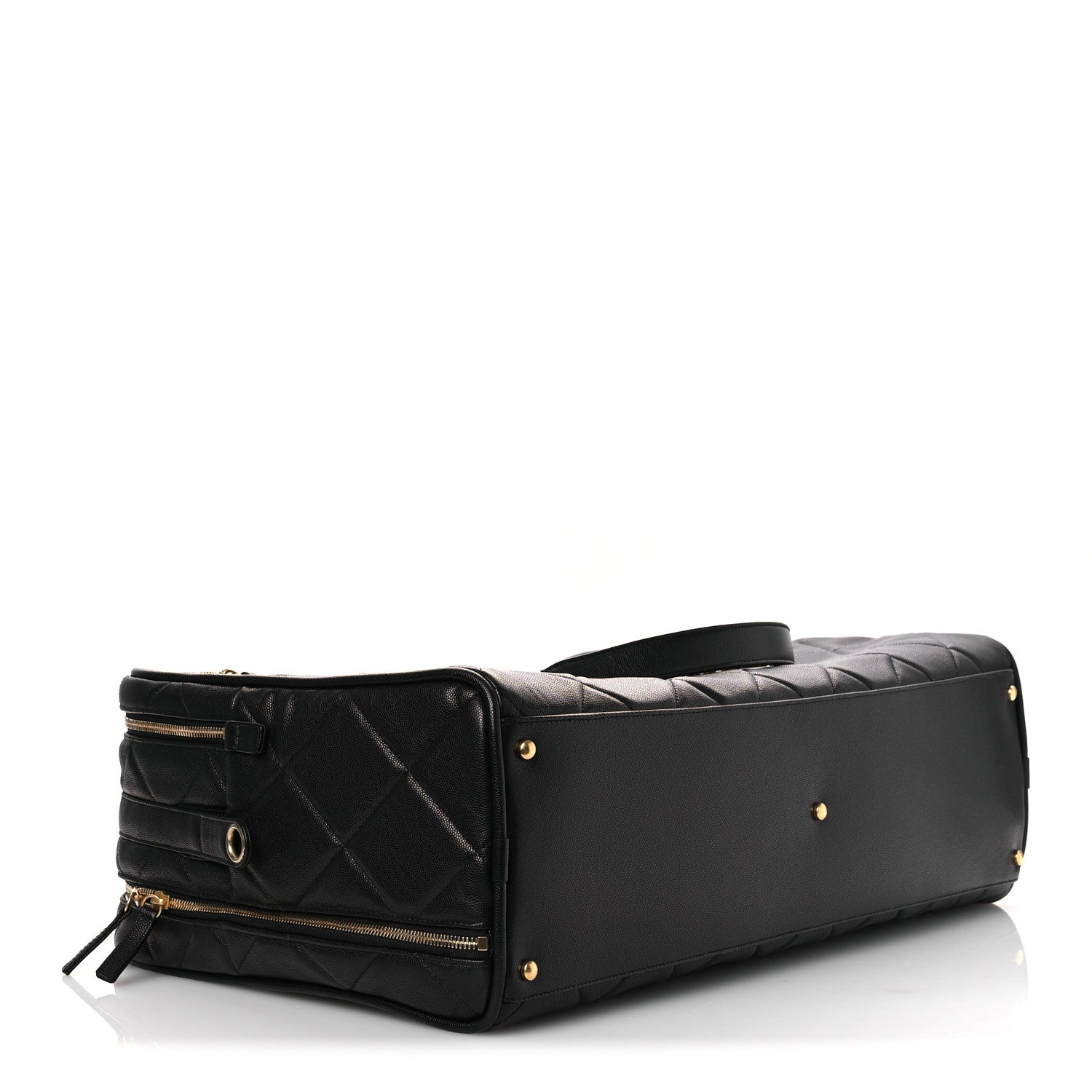 Chanel Shiny Grained Calfskin Quilted Large Travel Bowling Bag Black 4 of 12